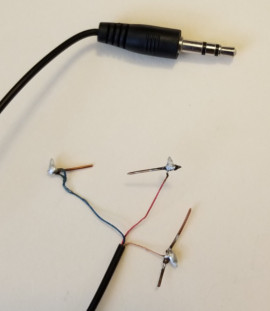 altered 3.5mm cord for connecting to Arduino